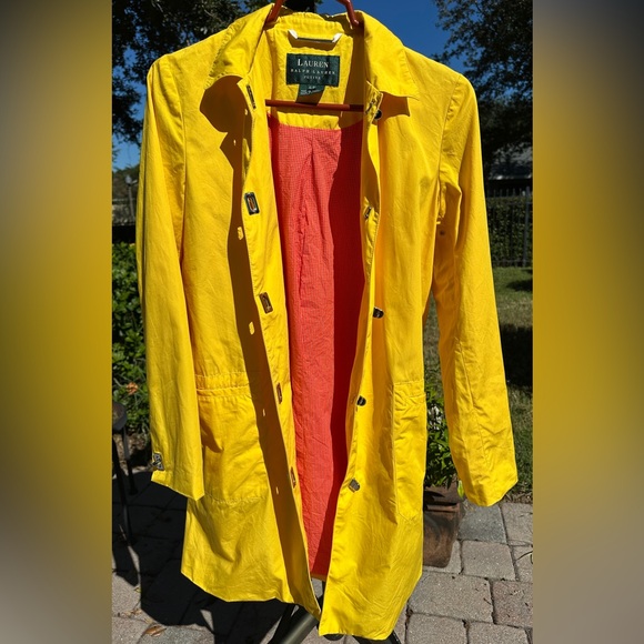 Lauren Ralph Lauren Women’s Yellow Raincoat Trench Jacket Plaid Lining Size S/P - Picture 3 of 10